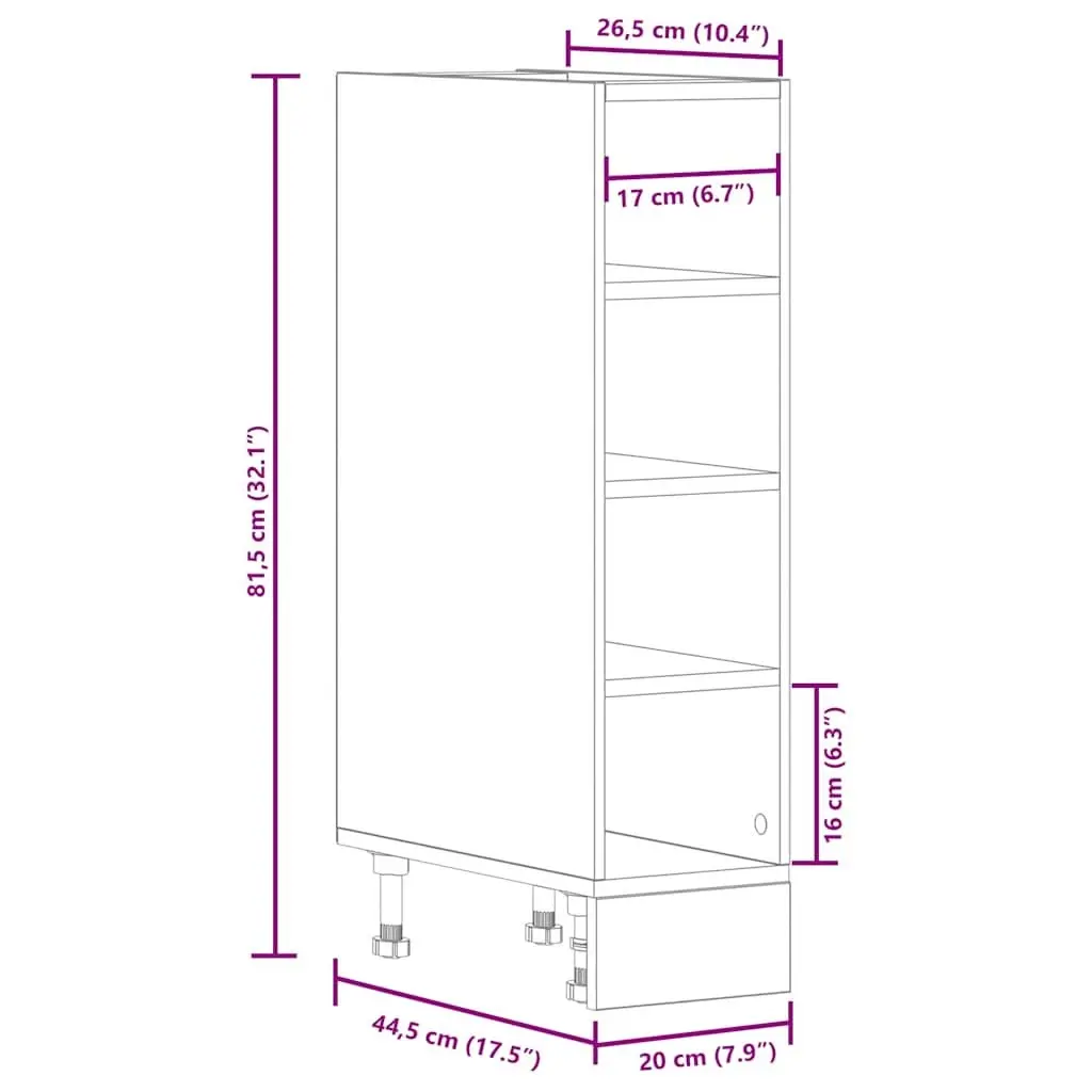 White Storage Cupboard for Kitchen with Adjustable Feet