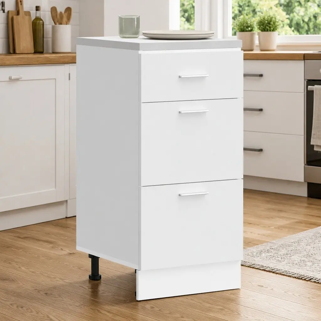 Bottom Kitchen Cabinet White 40x46x81.5cm Storage Cupboard Engineered Wood