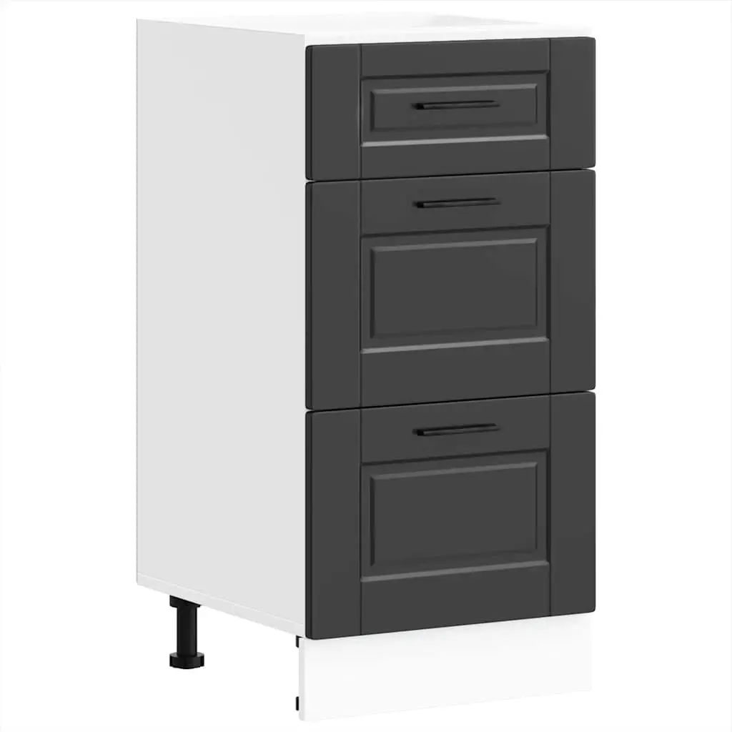 Kitchen Base Cabinet Black Engineered Wood Storage Cupboard Adjustable Feet