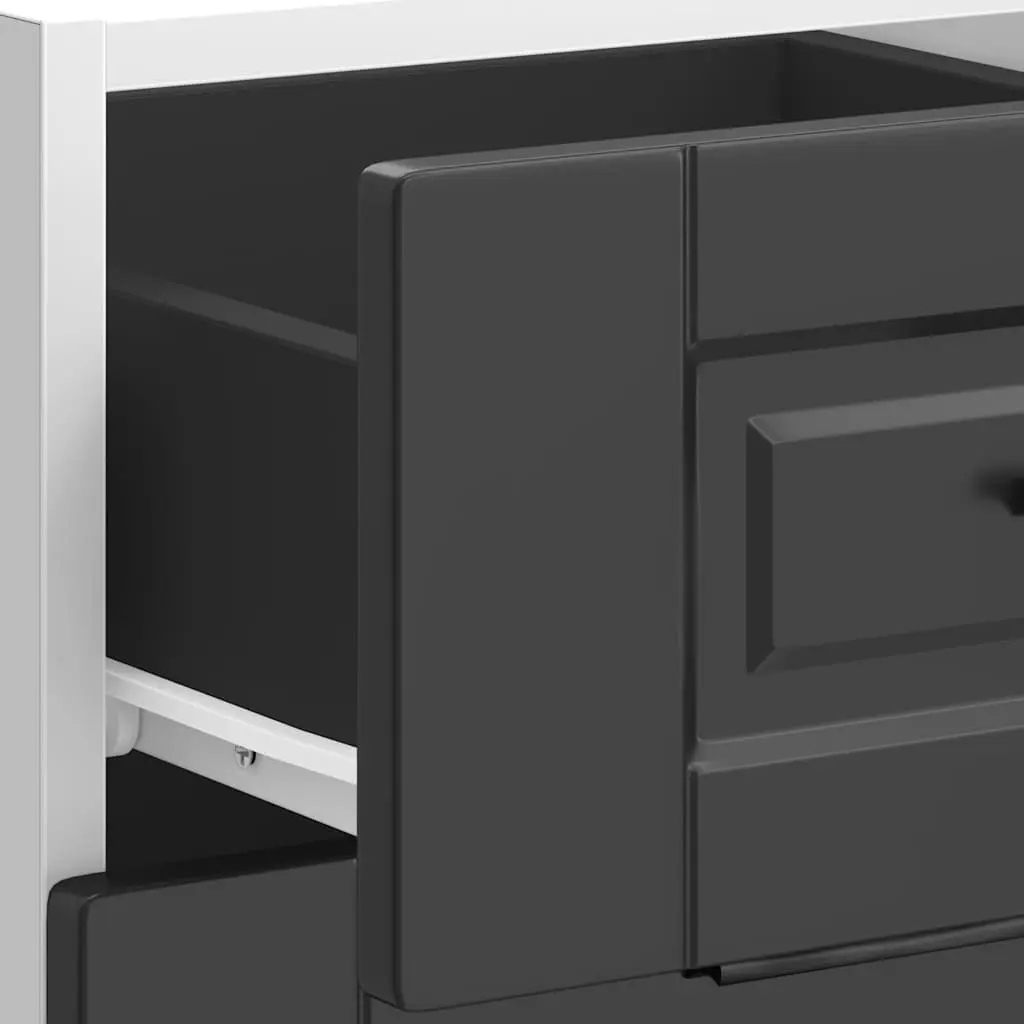Kitchen Base Cabinet Black Engineered Wood Storage Cupboard Adjustable Feet