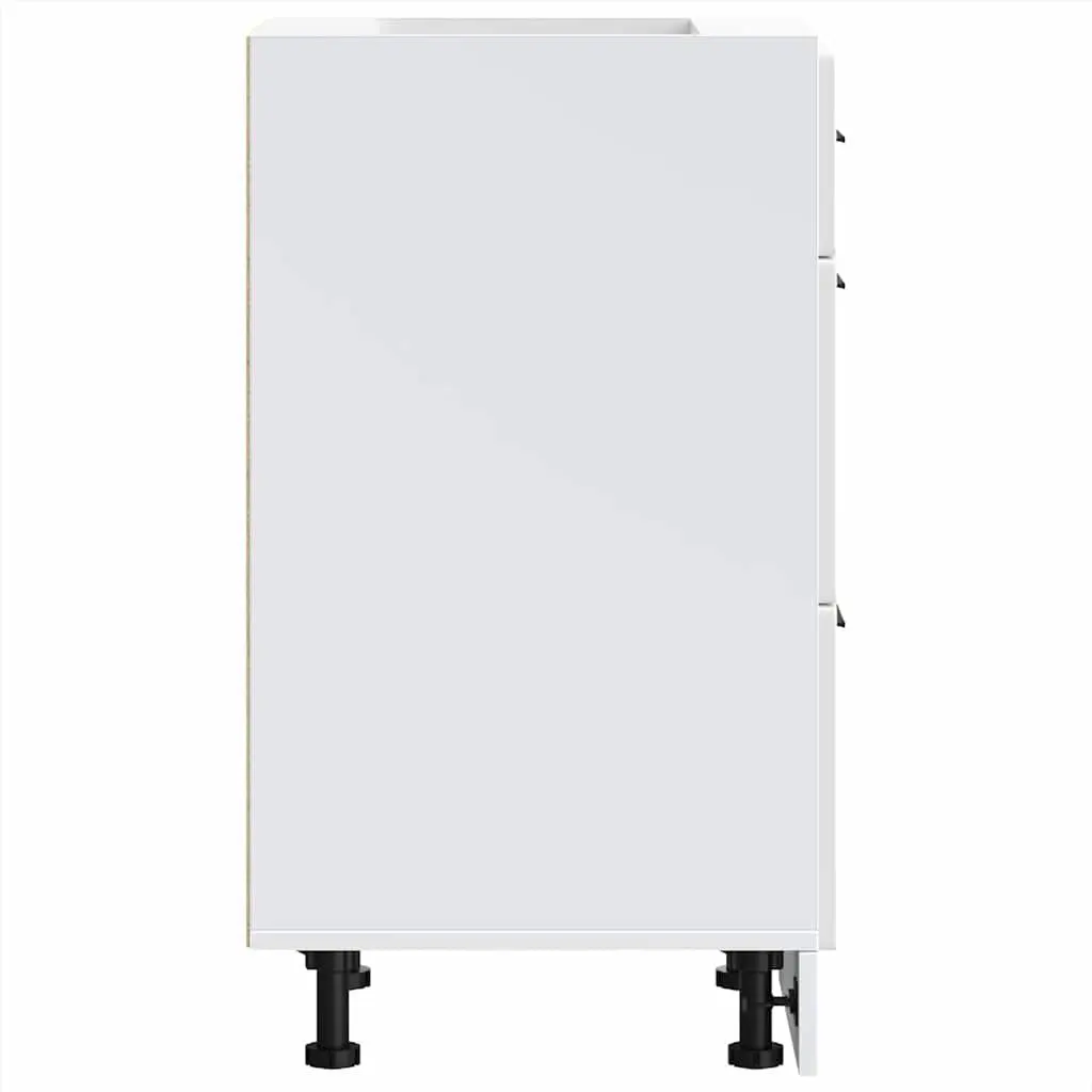 Kitchen Base Cabinet White High Gloss Engineered Wood Storage Cupboard