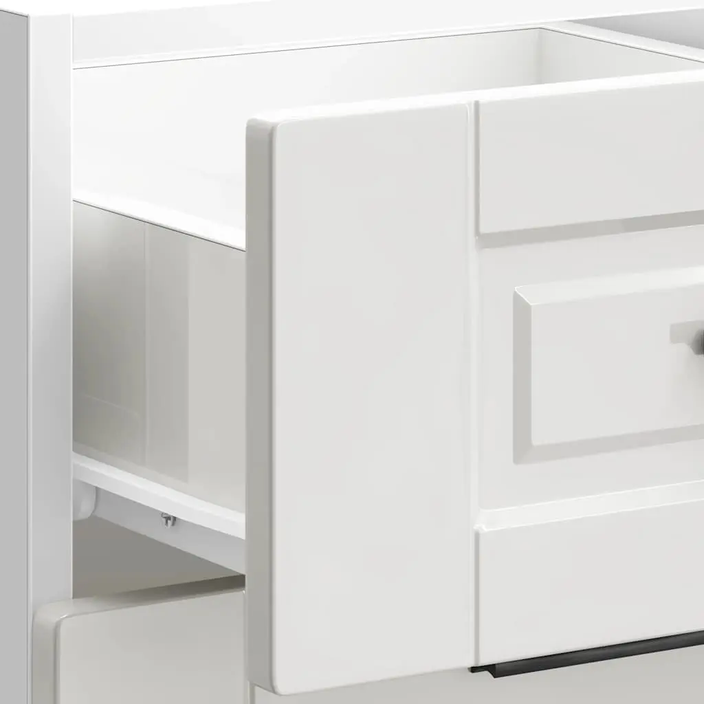 Kitchen Base Cabinet White High Gloss Engineered Wood Storage Cupboard