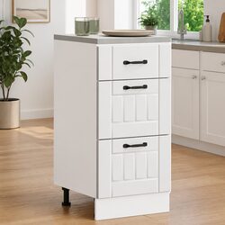 White Engineered Wood Kitchen Base Cabinet with Storage