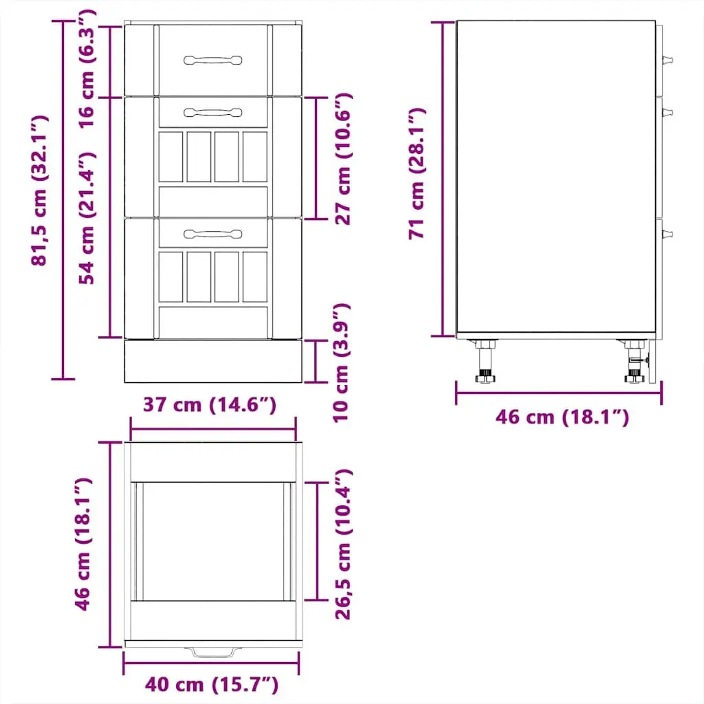 White Engineered Wood Kitchen Storage Cupboard Base Cabinet Furniture