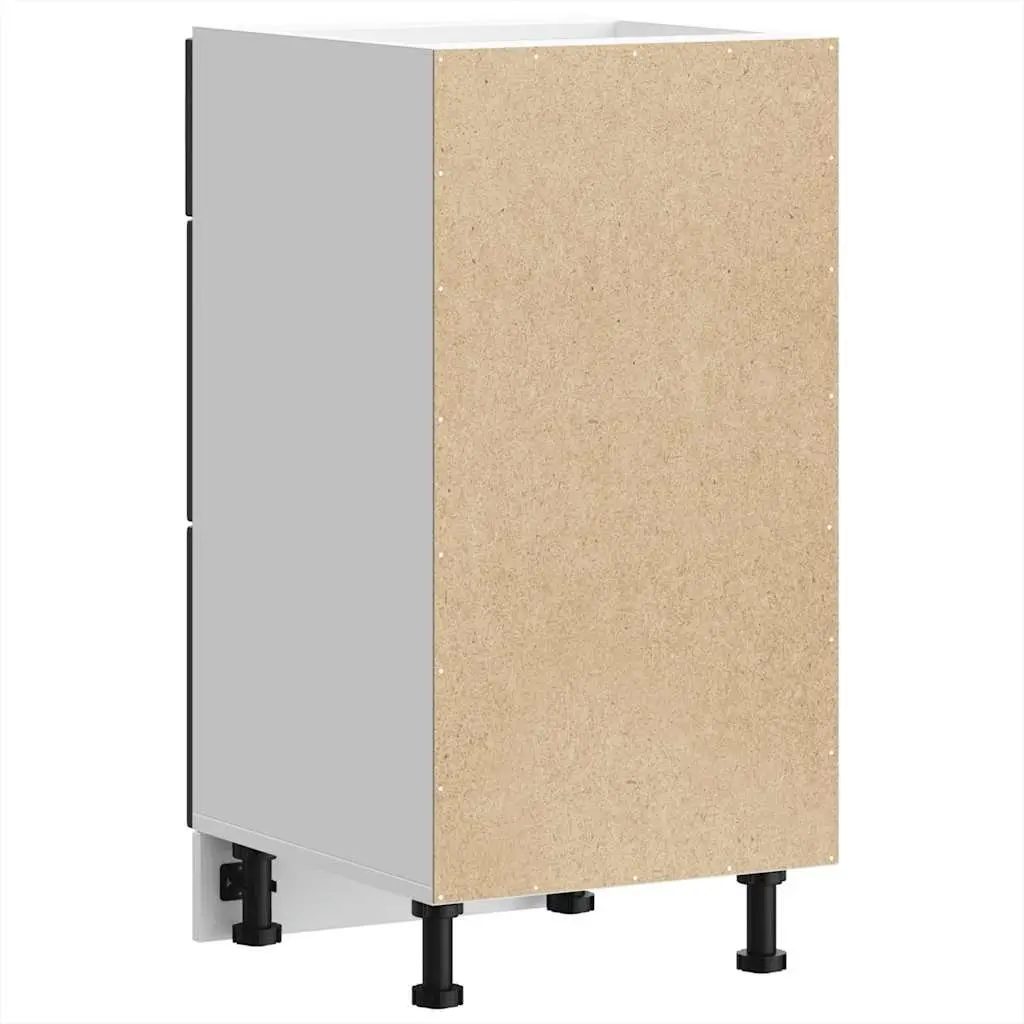 Kitchen Base Cabinet Black Storage Unit Engineered Wood Cupboard Lucca Design