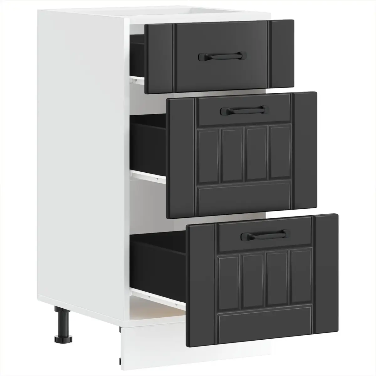 Kitchen Base Cabinet Black Storage Unit Engineered Wood Cupboard Lucca Design