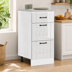 White Engineered Wood Kitchen Base Cabinet with Storage