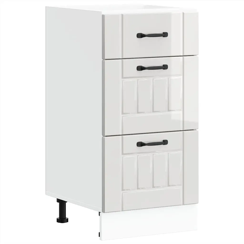 White Engineered Wood Kitchen Base Cabinet with Storage