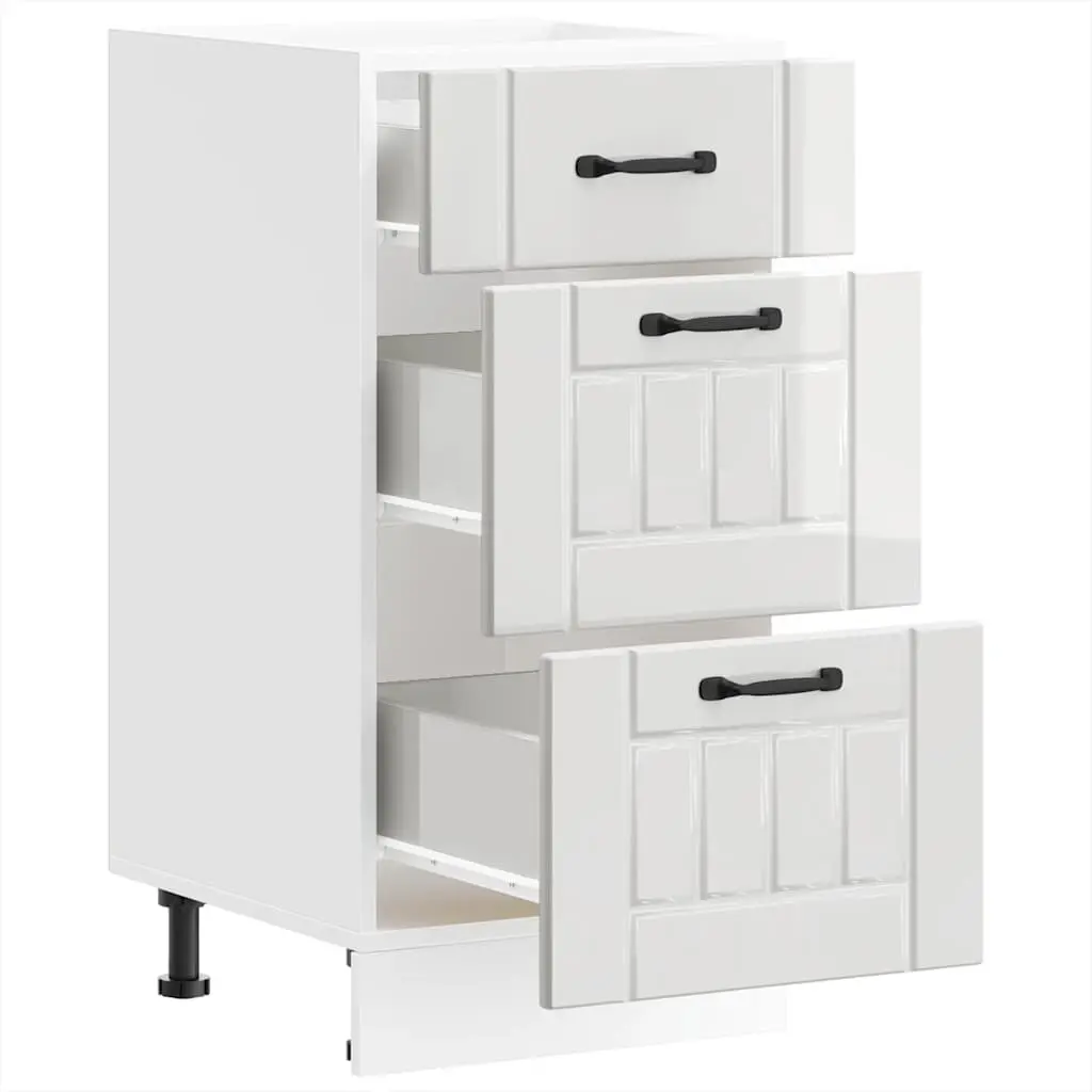 White Engineered Wood Kitchen Base Cabinet with Storage