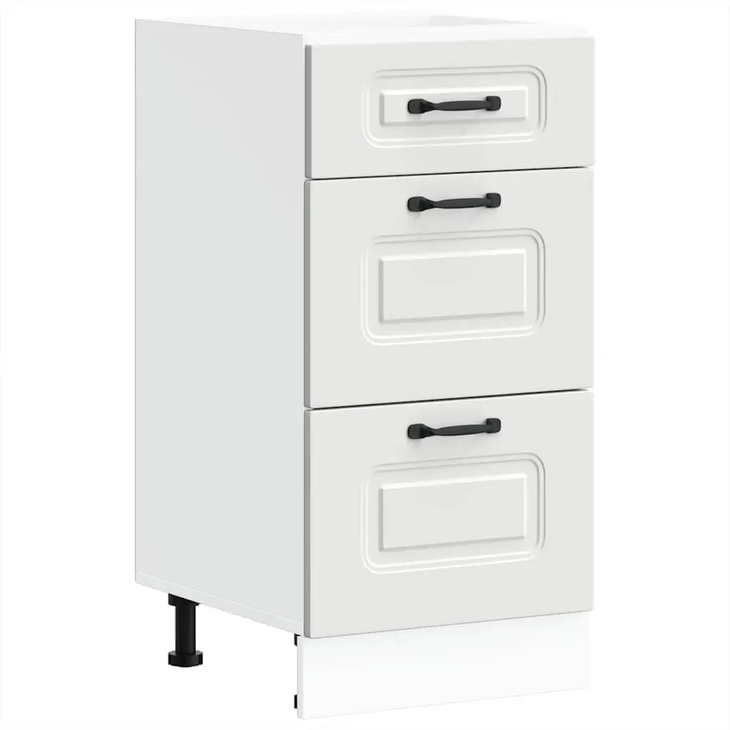 White Engineered Wood Kitchen Base Cabinet with Doors