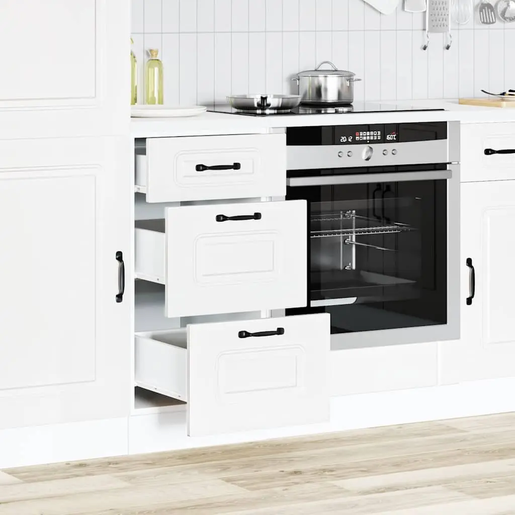 White Engineered Wood Kitchen Base Cabinet with Doors