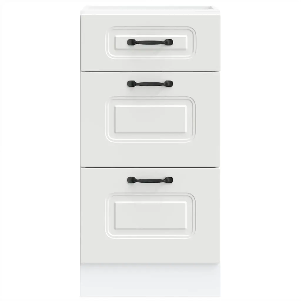 White Engineered Wood Kitchen Base Cabinet with Doors
