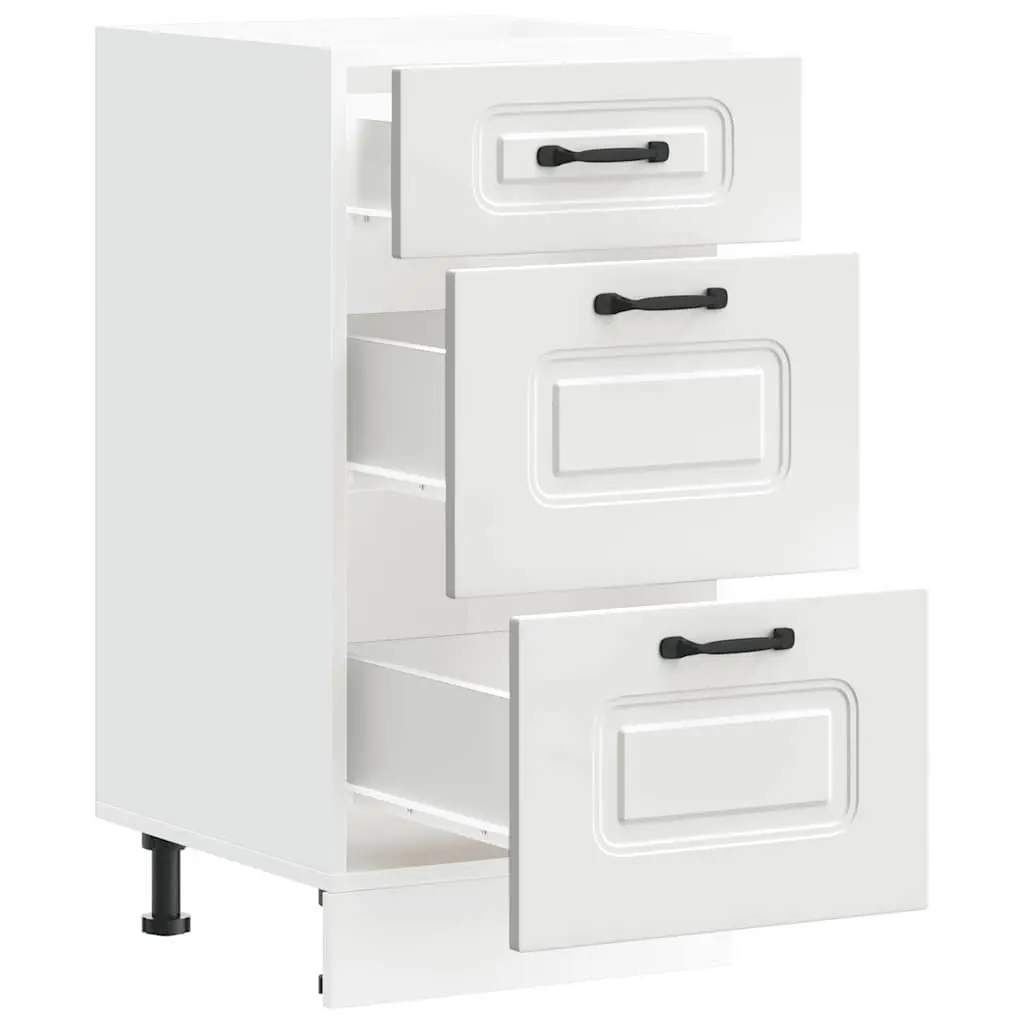 White Engineered Wood Kitchen Base Cabinet with Doors