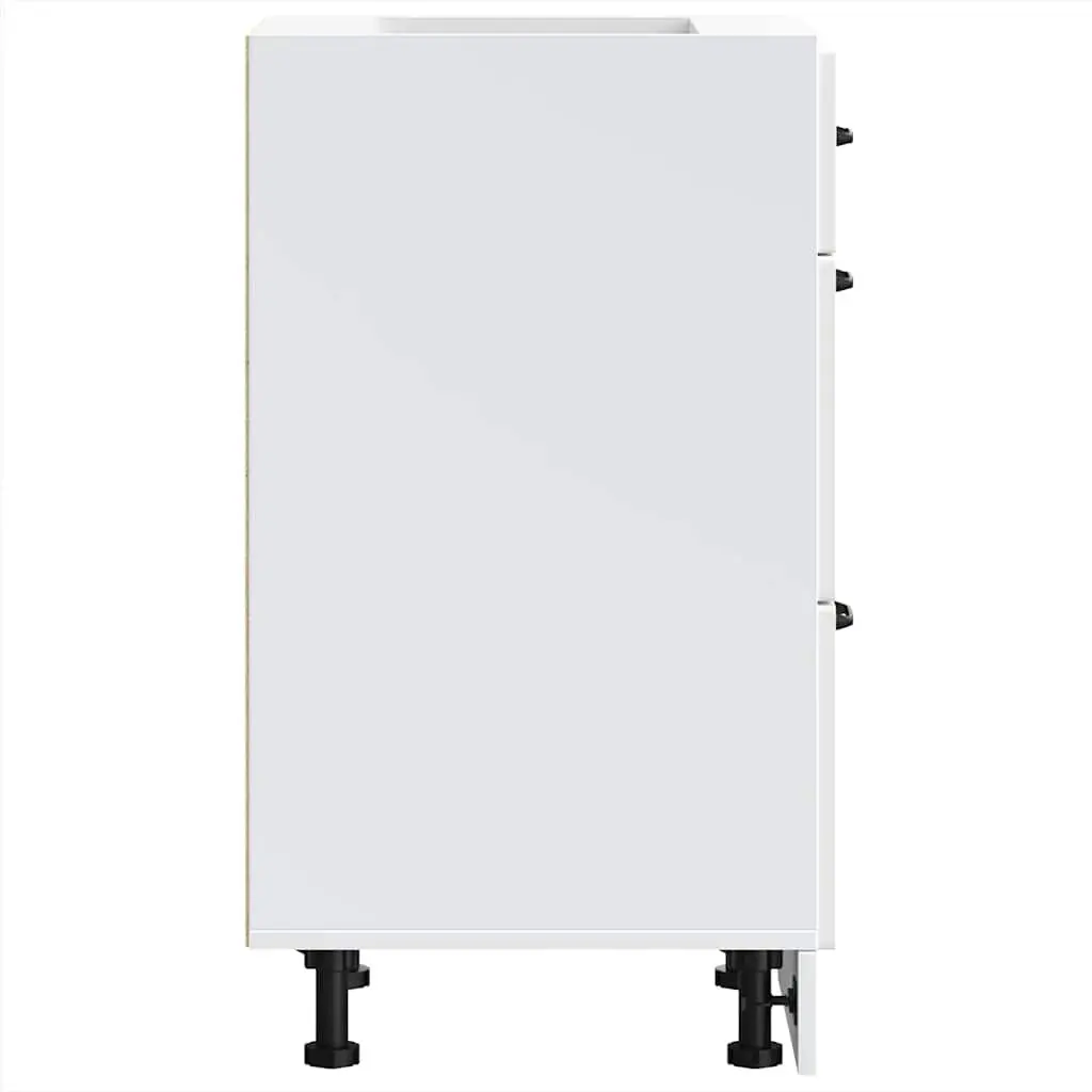 White Engineered Wood Kitchen Base Cabinet with Doors