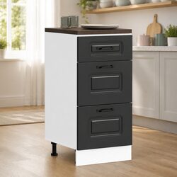 Black Engineered Wood Kitchen Base Cabinet with Doors