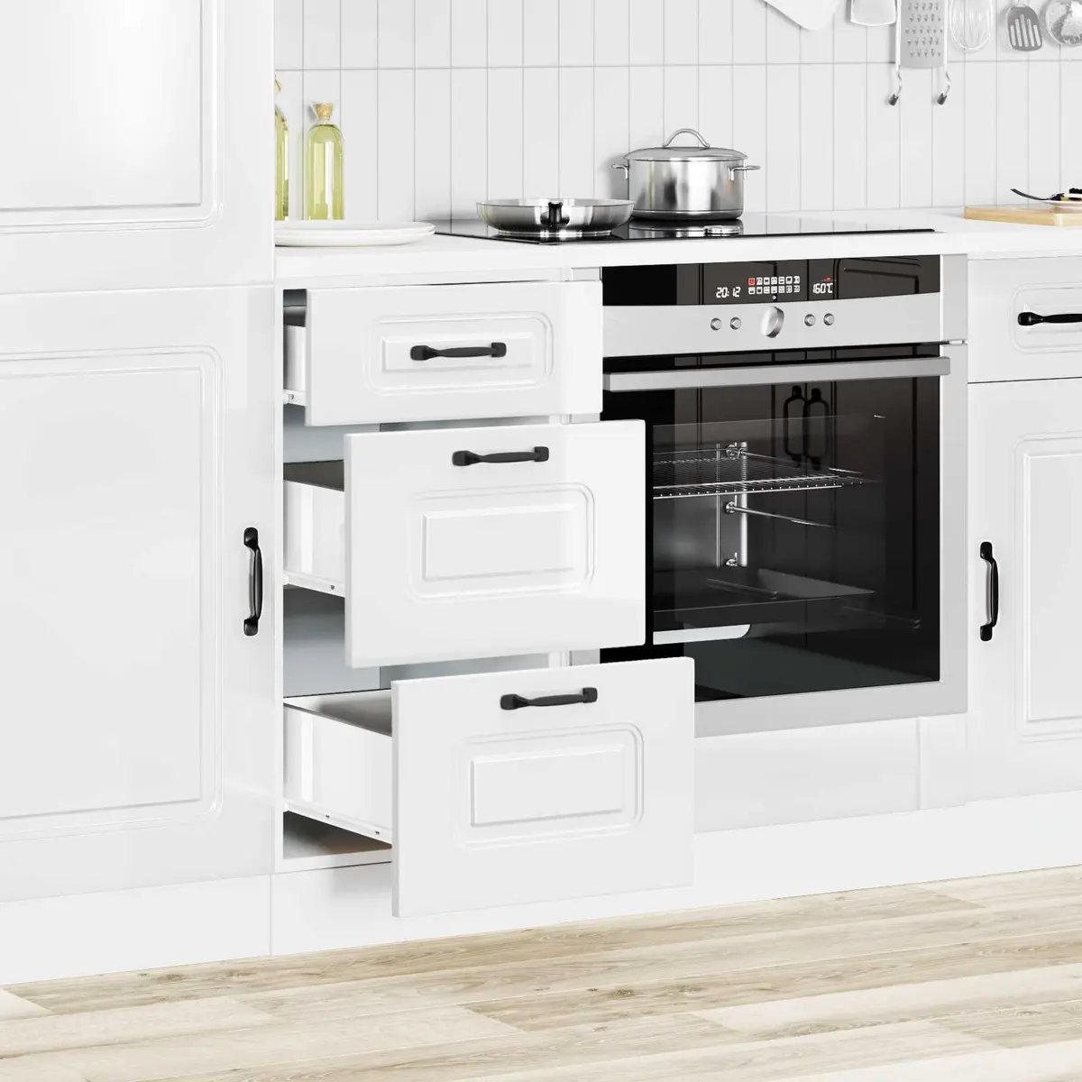 High Gloss White Kitchen Base Cabinet for Storage