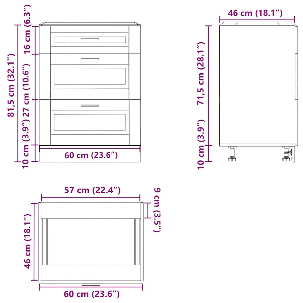 White Engineered Wood Kitchen Base Cabinet with Adjustable Feet
