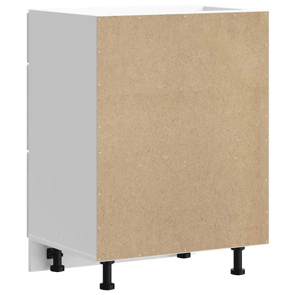 White Engineered Wood Kitchen Base Cabinet with Adjustable Feet
