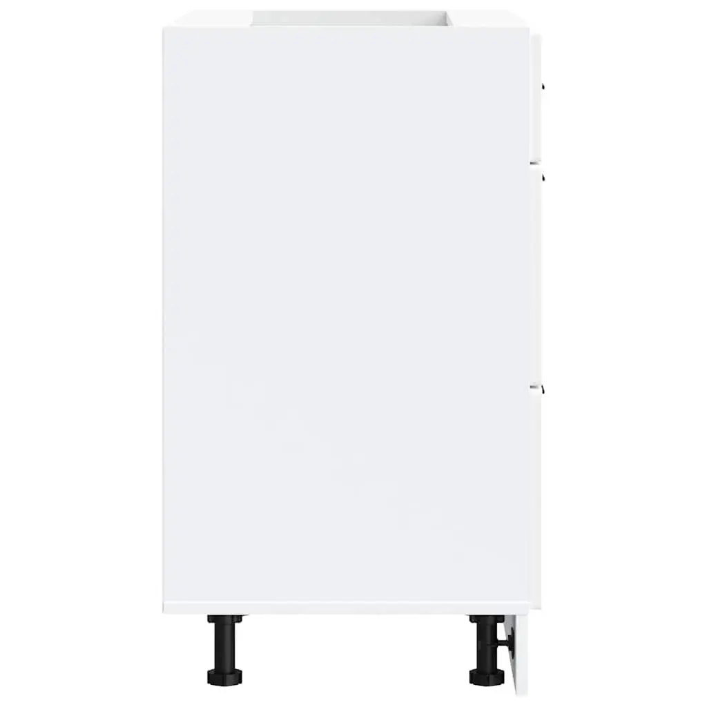 White Engineered Wood Kitchen Base Cabinet with Adjustable Feet