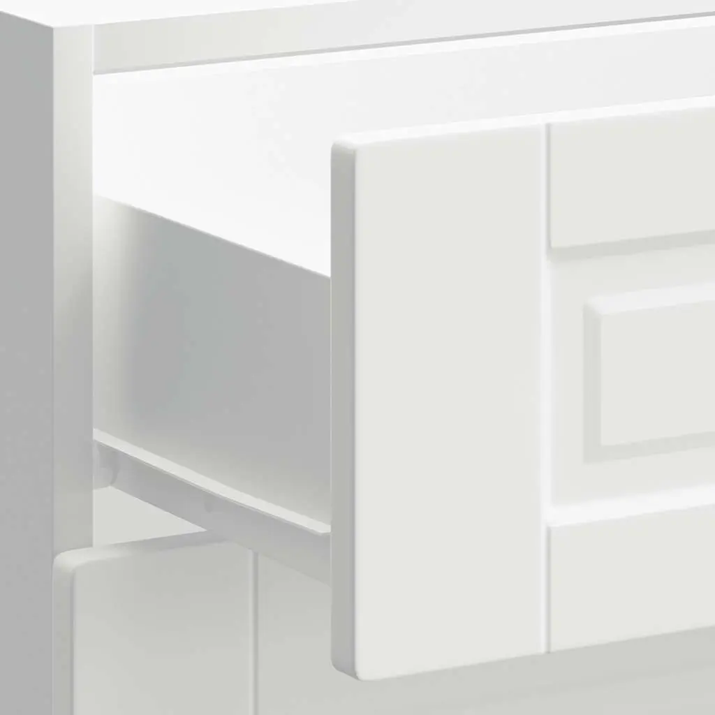 White Engineered Wood Kitchen Base Cabinet with Adjustable Feet
