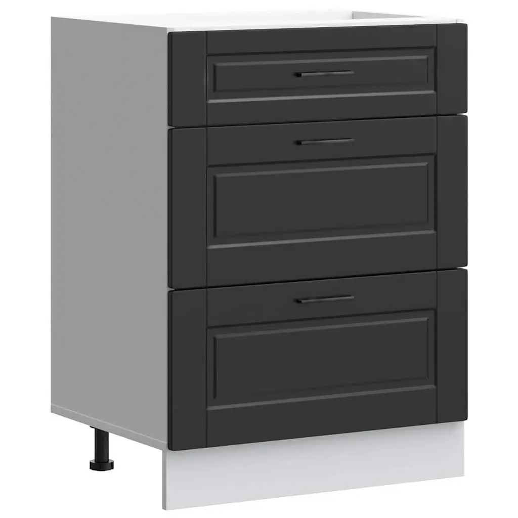 Kitchen Base Cabinet Black Storage Unit Cupboard Organiser Engineered Wood