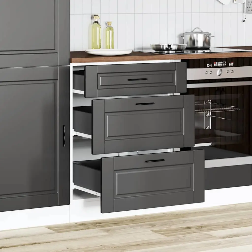 Kitchen Base Cabinet Black Storage Unit Cupboard Organiser Engineered Wood