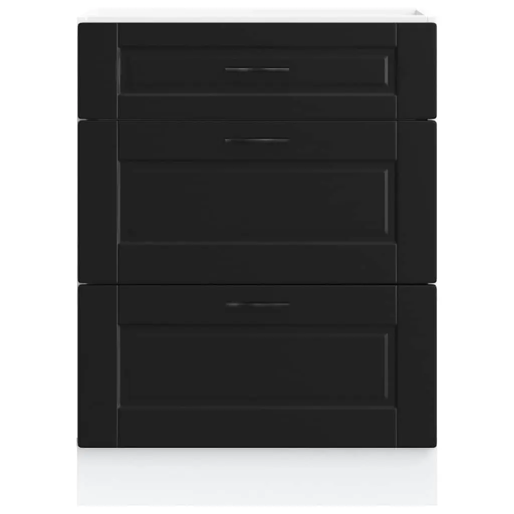 Kitchen Base Cabinet Black Storage Unit Cupboard Organiser Engineered Wood