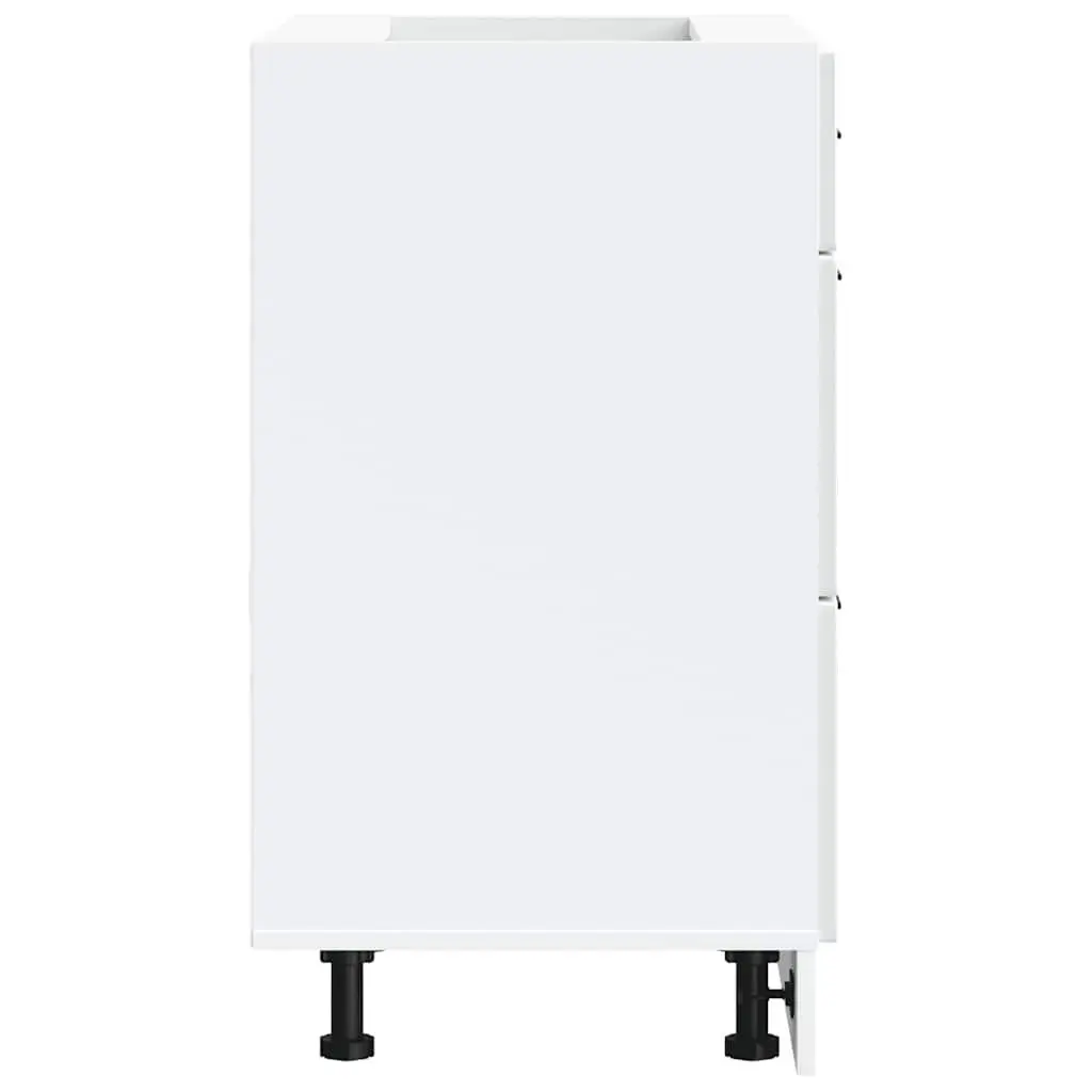 Kitchen Base Cabinet White High Gloss Engineered Wood Storage Cupboard