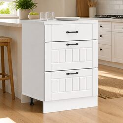 White Engineered Wood Kitchen Base Cabinet with Storage