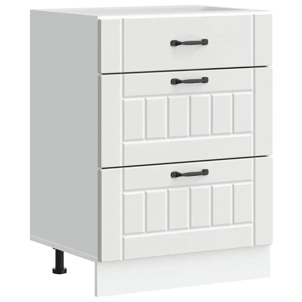 White Engineered Wood Kitchen Base Cabinet with Storage