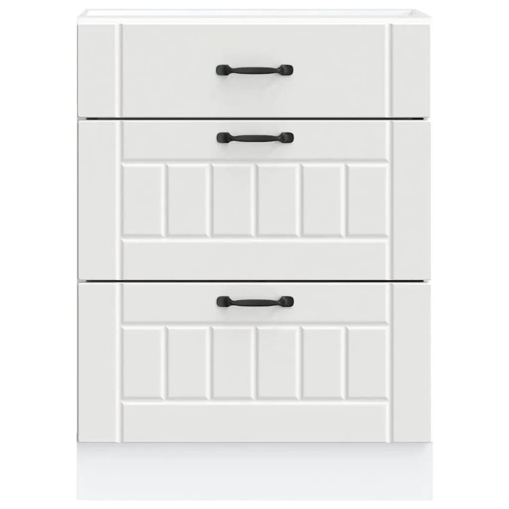 White Engineered Wood Kitchen Base Cabinet with Storage