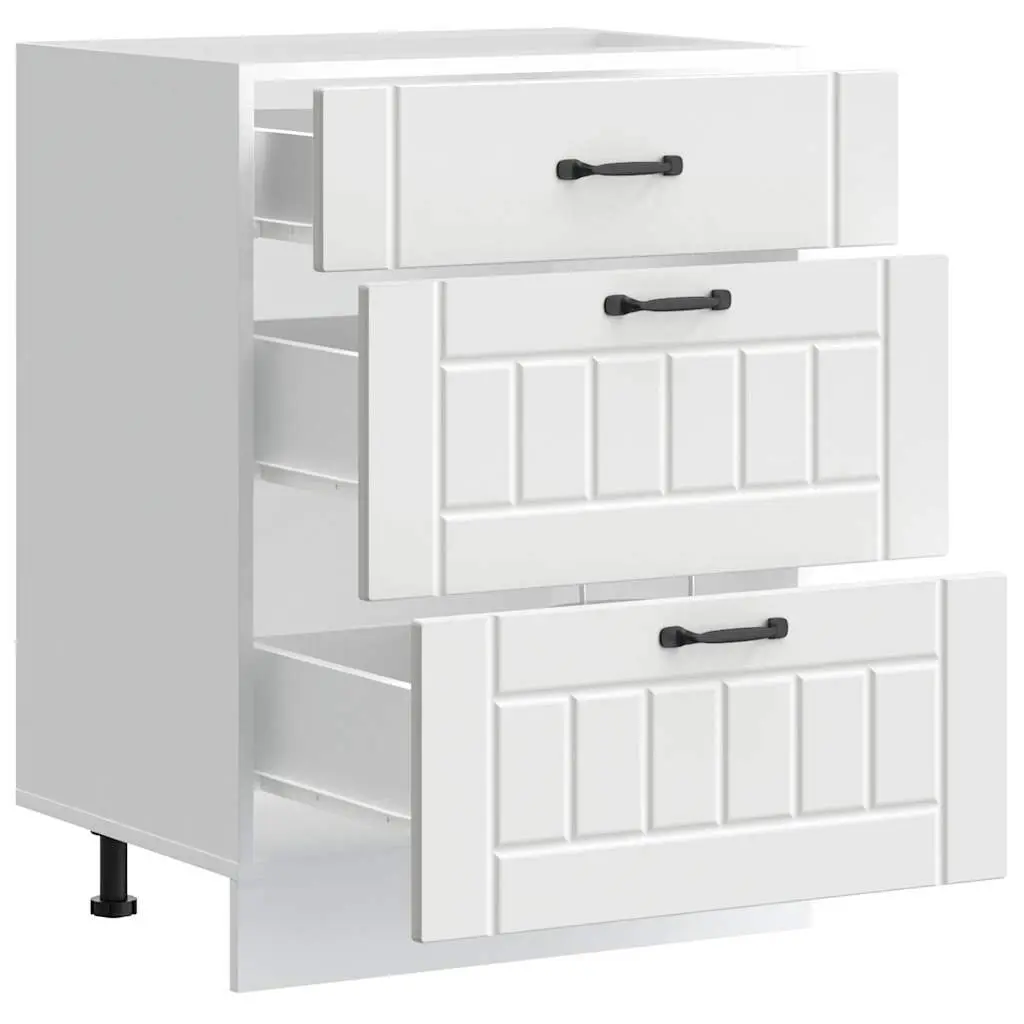 White Engineered Wood Kitchen Base Cabinet with Storage