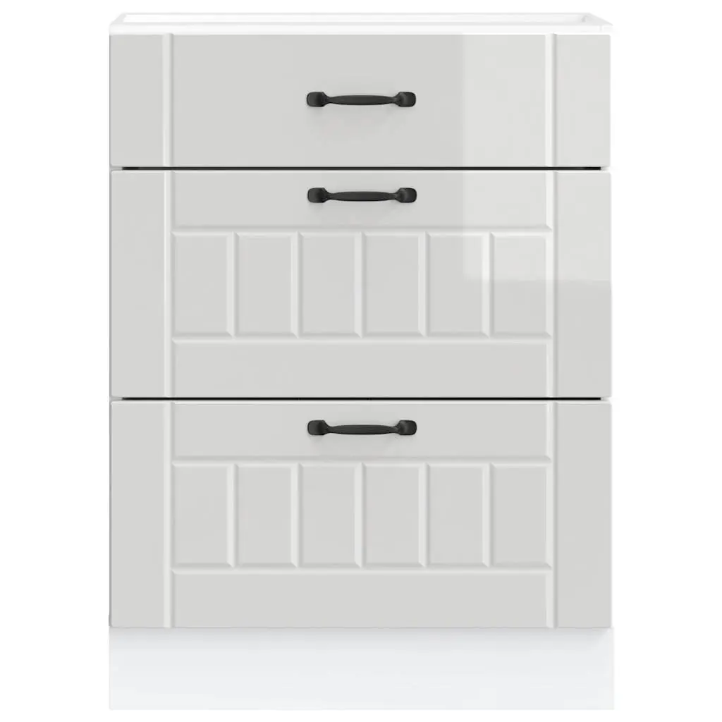 White Engineered Wood Kitchen Base Cabinet with Adjustable Feet