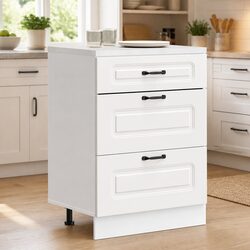 White Engineered Wood Kitchen Base Cabinet with Storage