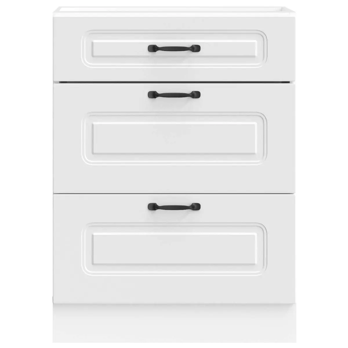 White Engineered Wood Kitchen Cabinet with Adjustable Feet and Concealed Storage