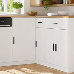 White Engineered Wood Kitchen Base Cabinet for Storage