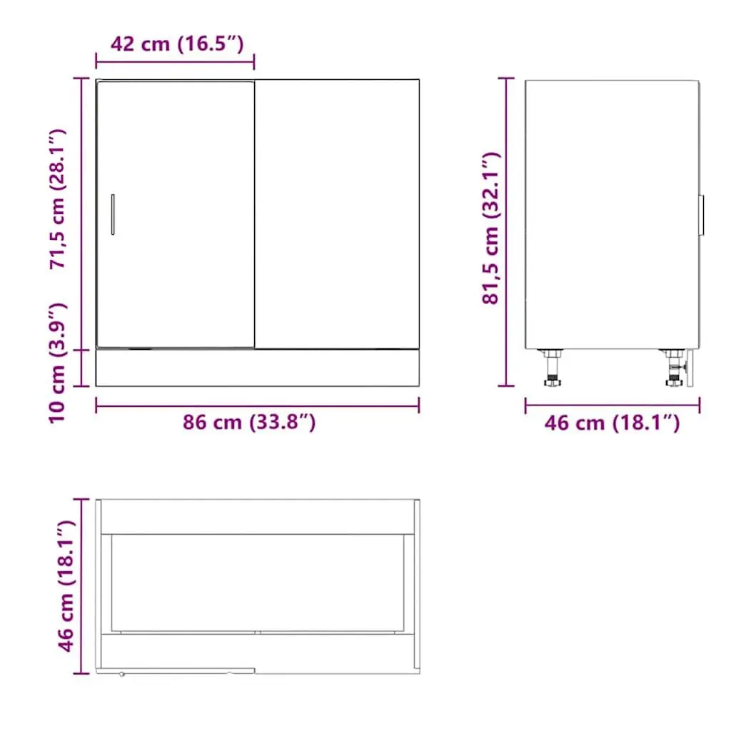 White Engineered Wood Kitchen Base Cabinet for Storage
