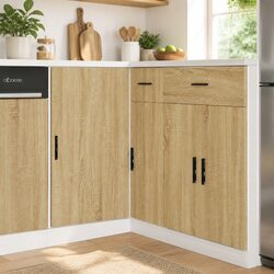 Brown Engineered Wood Kitchen Base Cabinet Storage Unit