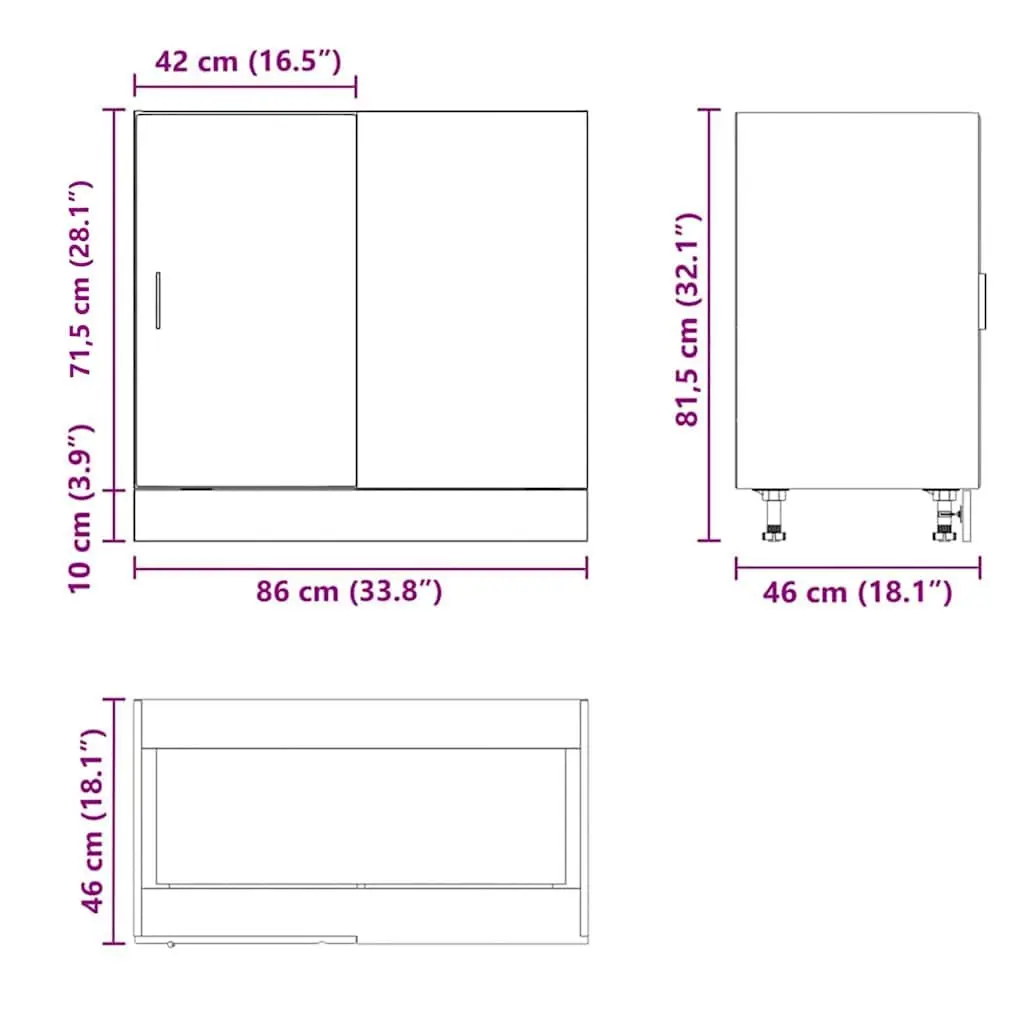Brown Engineered Wood Kitchen Base Cabinet Storage Unit