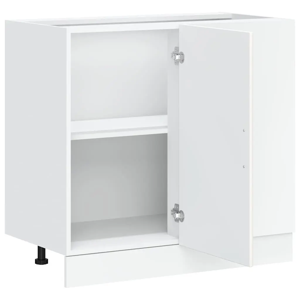 White Engineered Wood Kitchen Base Cabinet with Doors