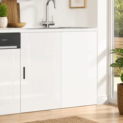 High Gloss White Engineered Wood Kitchen Base Cabinet