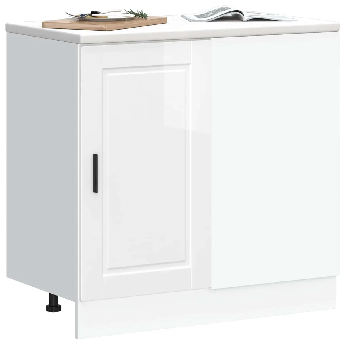 High Gloss White Engineered Wood Kitchen Base Cabinet