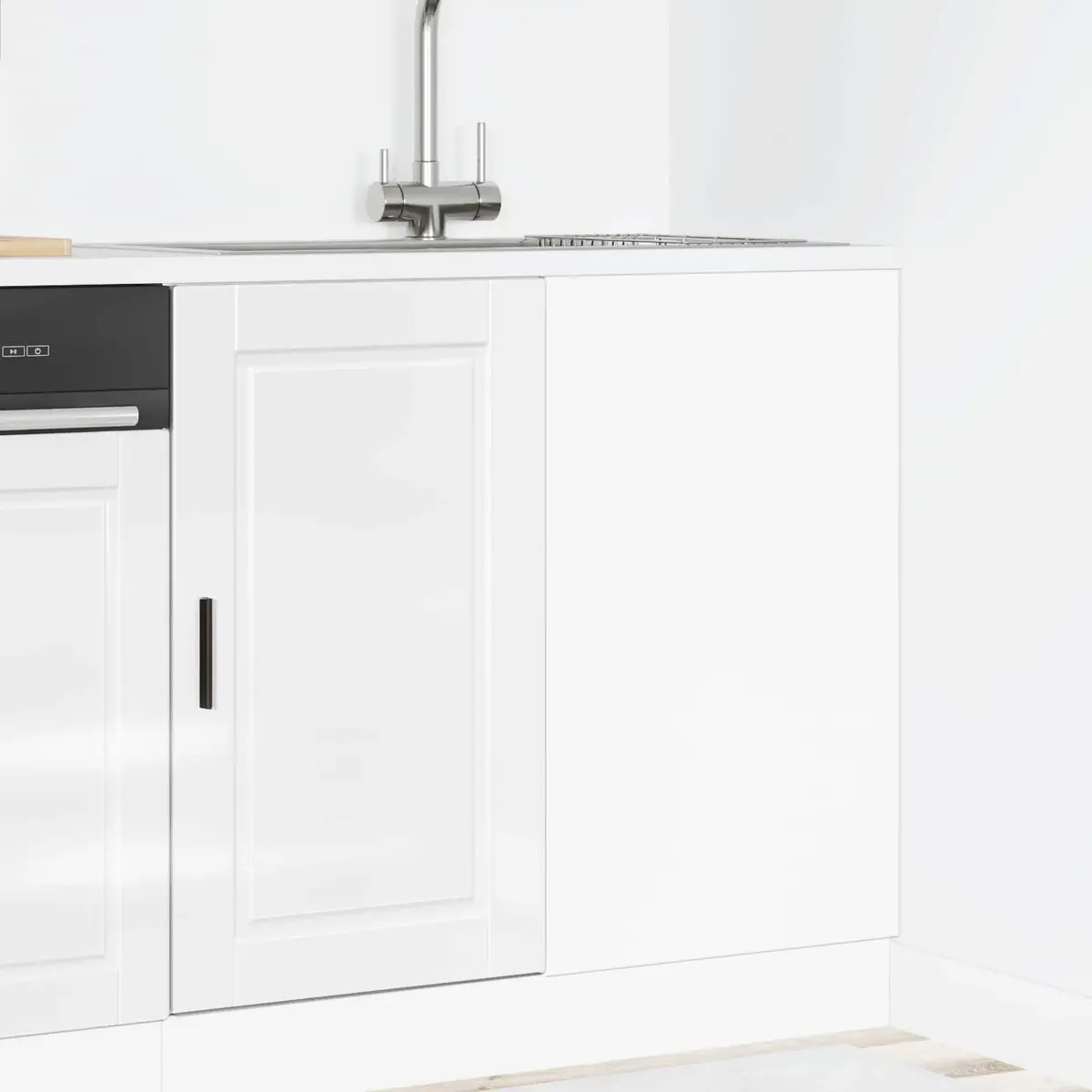 High Gloss White Engineered Wood Kitchen Base Cabinet