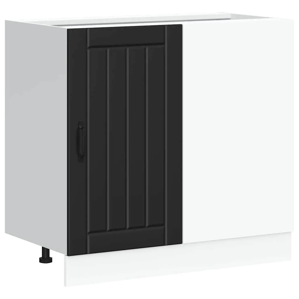 Black Engineered Wood Kitchen Cabinet Sink Storage Unit Base Furniture