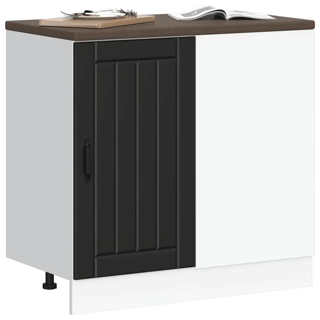 Black Engineered Wood Kitchen Cabinet Sink Storage Unit Base Furniture