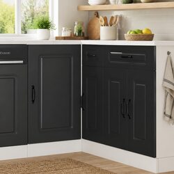 Black Engineered Wood Kitchen Base Cabinet with Doors