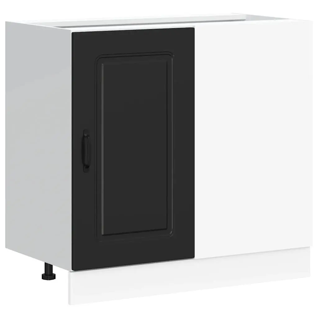 Black Engineered Wood Kitchen Base Cabinet with Doors