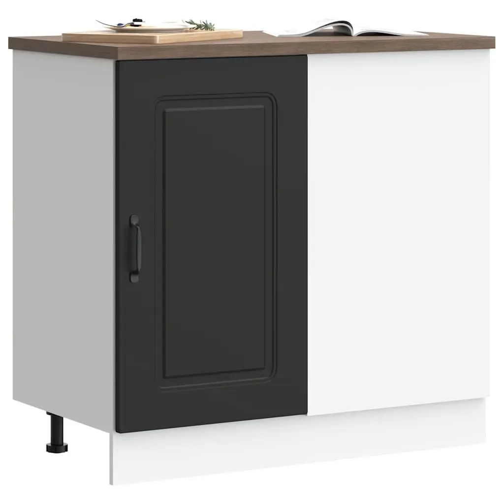 Black Engineered Wood Kitchen Base Cabinet with Doors