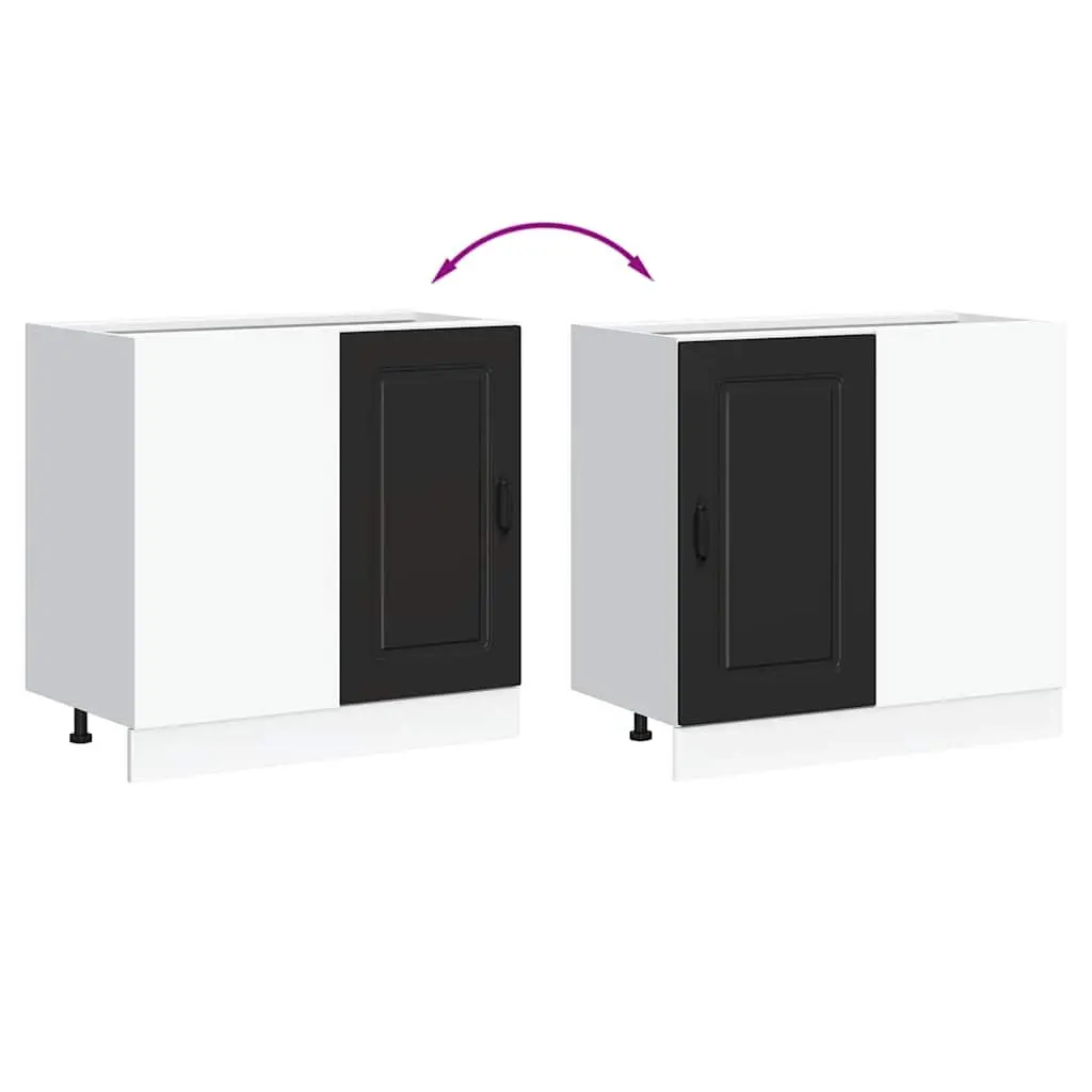 Black Engineered Wood Kitchen Base Cabinet with Doors