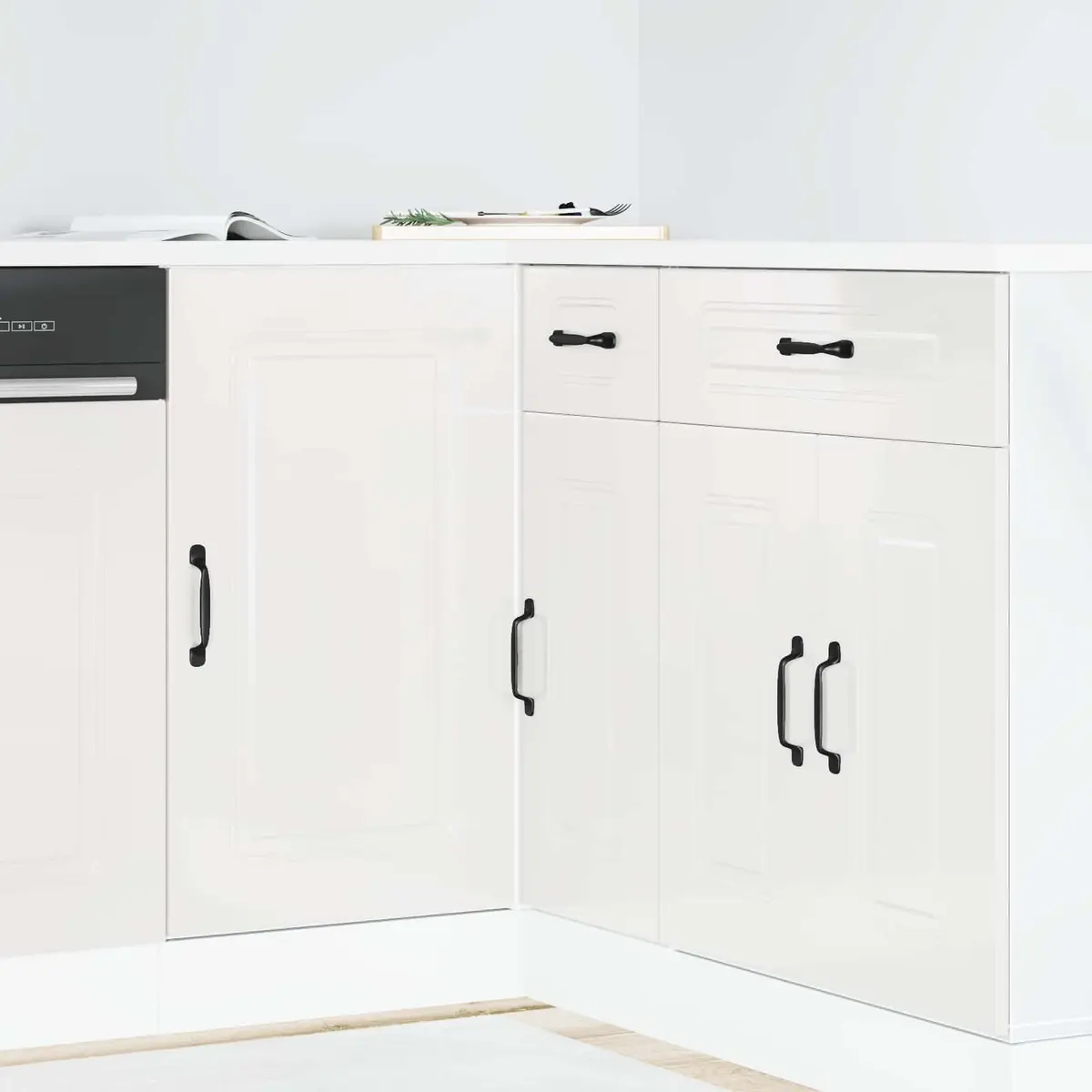 High Gloss White Kitchen Base Cabinet for Organized Storage